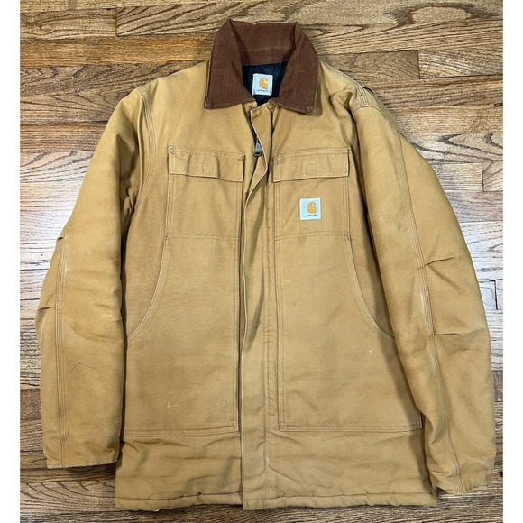 Vintage 90s Carhartt J02 BRN Chore Jacket Size 46 Quilt Lined Brown Made In USA - Picture 2 of 5